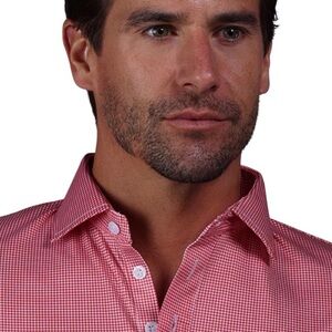 Collars & Co Men's Red Checkered short sleeve polo shirt in size lg new with tag